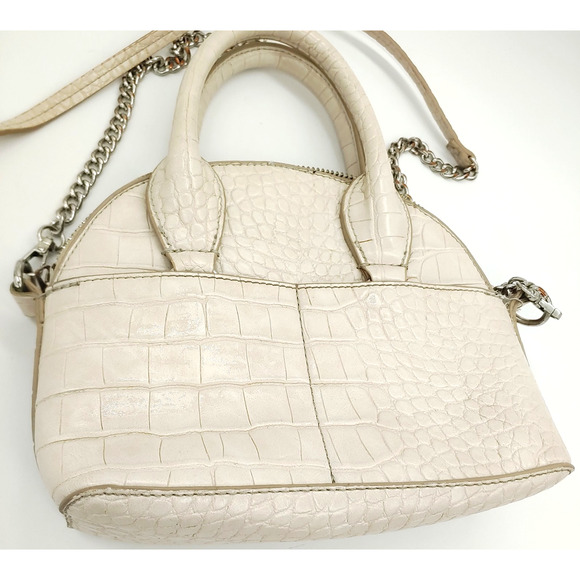 Zara Crossbody Mini Purse Ivory Faux Pebbled Leather Convertible Handbag - Picture 5 of 14